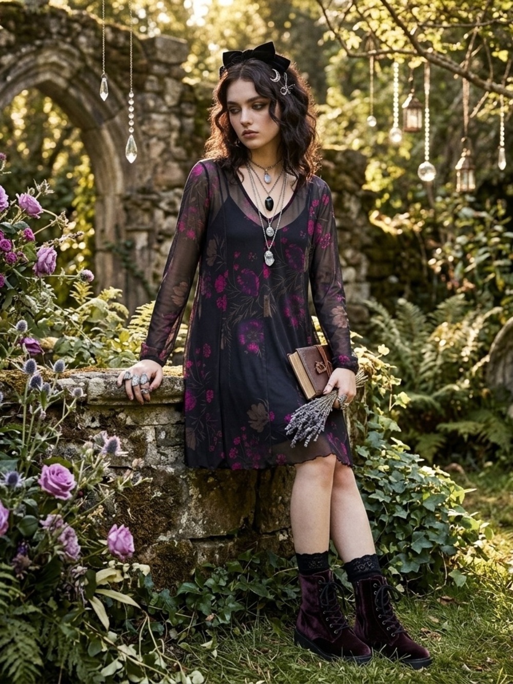 Liv by Habitat Clothes Sz XS Lettuce Edge Purple Black Sheer Mesh Top Mini Dress